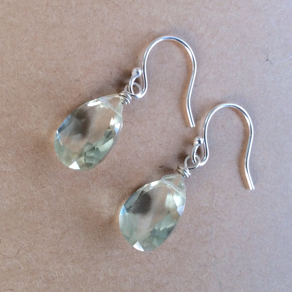 Handcrafted Green Amethyst/Prasiolite Sterling Silver Drop Earrings